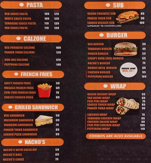 Pizza Pan menu 