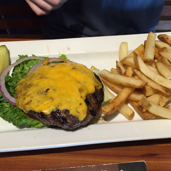 Bunless burger and pan fried French fries