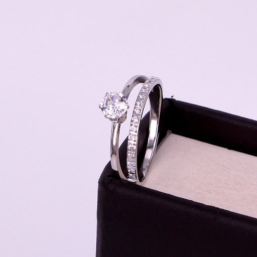 Title 9, Double-layer Micro-inlaid Single Diamond Zircon...