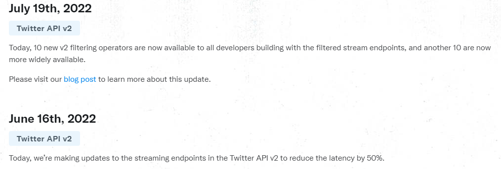 Twitter changelog from June and July, 2022