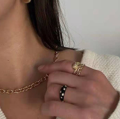Title 6, Womens Golden Chain Ring Designer Design Cold ...