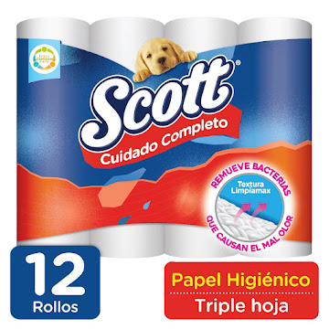 Papel Higiénico Scott Cuidado Completo Triple Hoja x 12 Rollos  