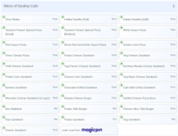 Destiny Cafe menu 