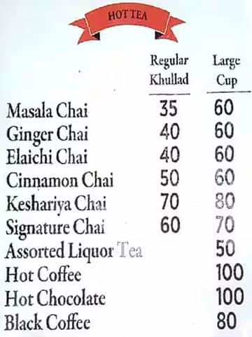 The Tea Junction menu 