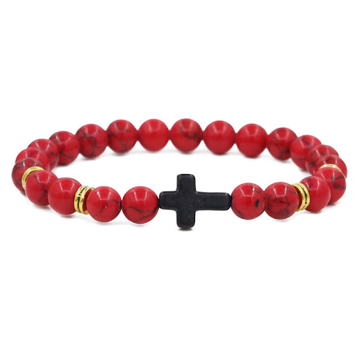 Title 1, Natural Stone Cross Beaded Bracelet, a stylish ...