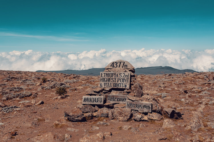 The highest peak of Bale Mountain National Park in Ethiopia. The park has just been added to Unesco's list of World Heritage Sites.