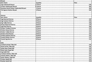 The Curry Grill - Tcg menu 