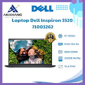 Laptop Dell Inspiron 15 3520 71003262 (Core I7 - 1255U | 8Gb | 512Gb | Intel Iris Xe | 15.6 Inch Fhd | Win 11 | Office | Đen) - Hàng Chính Hãng