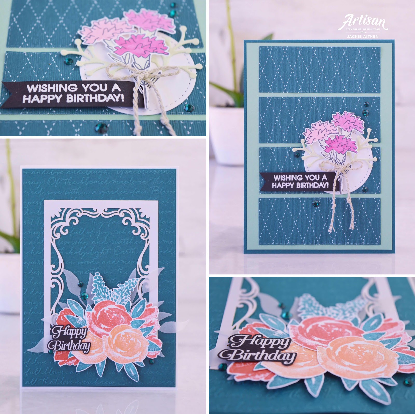 jaxx crafty creations, stampin up, 2019-2021 In Colours, Pretty Peacock, Scripty Embossing Folder, Beautiful Friendship, Inspiring Iris, Floral cards