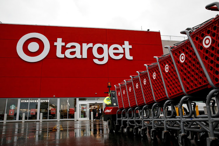 Shoping carts outside a Target Store in Brooklyn, New York on November 26 2021. Picture: REUTERS/BRENDAN MCDERMID