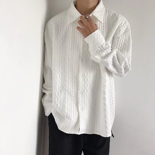 Title 14, Japanese Hemp Pattern Shirt Mens Long Sleeve A...