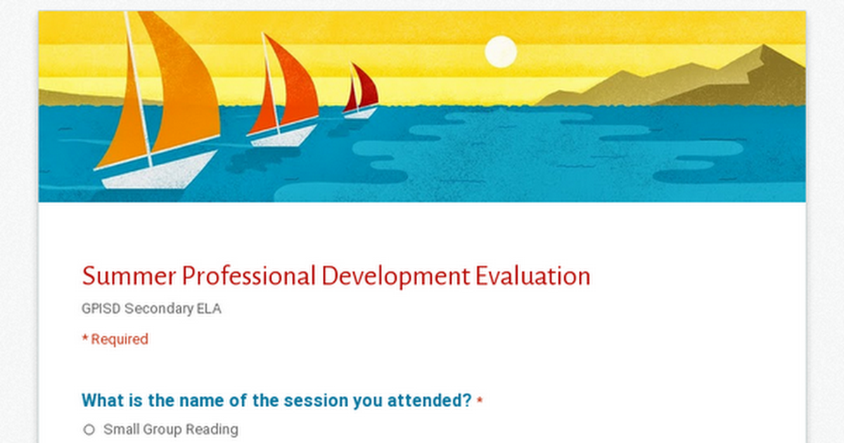 Summer Professional Development Evaluation 