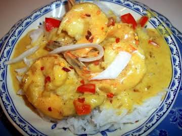 Coconut ~ Curried ~ Shrimp Over Basmati Rice