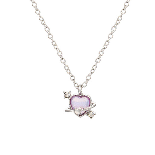 Title 7, Womens Love Planet Pink Diamond Love Necklace....