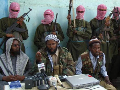 "Mukhtar Robow (C) was a spokesman for al-Shabab before he defected." /BBC