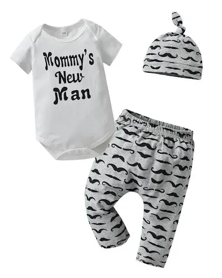 3Pcs Newborn infant Baby Boys Summer Clothes Set New Prin... - 3