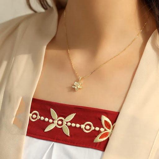 Title 2, S925 Sterling Silver Orchid Bell Flower Necklac...