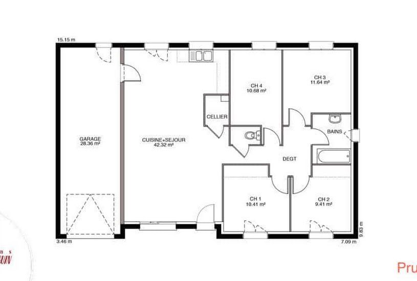  Vente Terrain + Maison - Terrain : 739m² - Maison : 87m² à Rosières-en-Santerre (80170) 