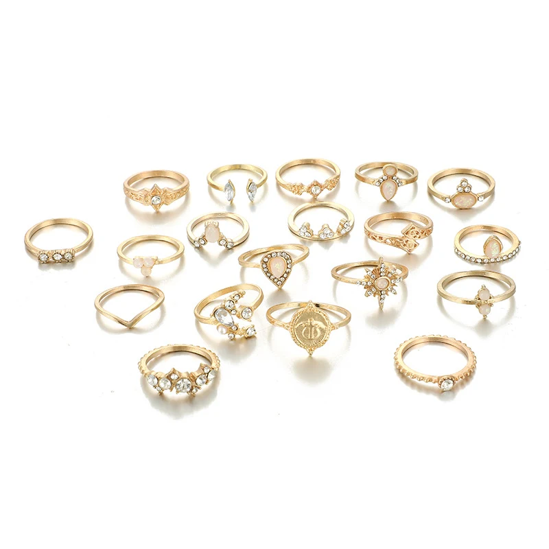 Title 5, Retro ring set met holle ster en druppelvorm, 1...