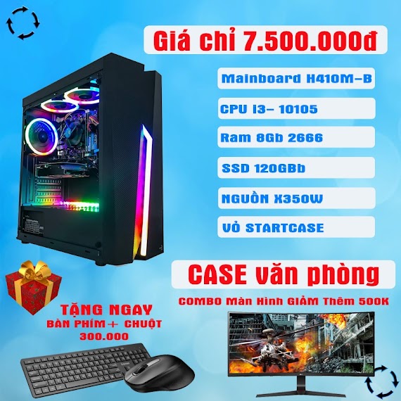 Bộ Máy Tính Pc Văn Phòng, Pc Học Tập, Máy Tính Làm Việc Online H410 + I310105 Mới 100% Bảo Hành 3 Năm