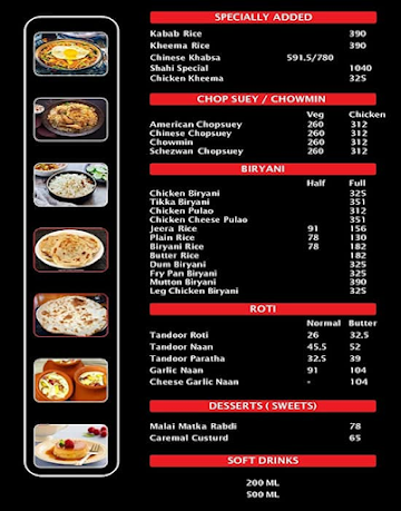 Shahi Darbar menu 