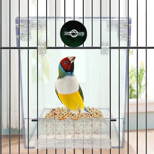 Acrylic Parrot Bath Box No-Leakage Bird Bathtub for Cage Hanging Shower Box Cages Accessory for Small Pet Birds Canary L