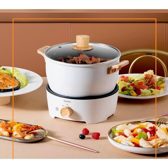 Nồi Lẩu Điện Mini Kèm Chảo Danmi Multi Cooker, Dung Tích 3L, Công Suất 800W, Nội Địa Hàn, Bh 12 Tháng