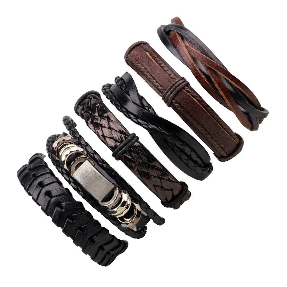Herenmode Eenvoudige vintage gevlochten rundleer armband, modieus accessoire, duurzame armband, klassieke uitstraling, perfect voor dagelijks gebruik.