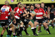 Andre Esterhuizen of the Cell C Sharks during the Super Rugby match between Cell C Sharks and Emirates Lions and at Jonsson Kings Park Stadium on June 30, 2018 in Johannesburg, South Africa. 