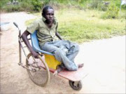 DREAMER: Lifa Siziba in his homemade wheelchair. Pic. Andrew Hlongwane. © Sowetan.