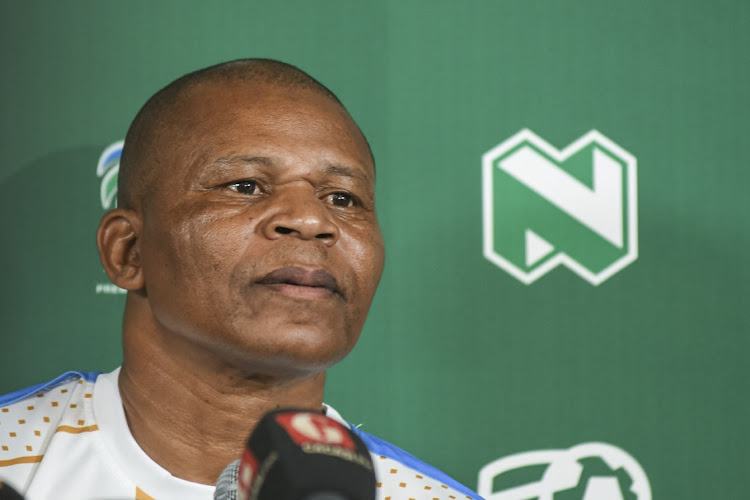 John Maduka, coach of Royal AM during the Royal AM press conference at Park Square on February 07, 2023 in Umhlanga, South Africa.