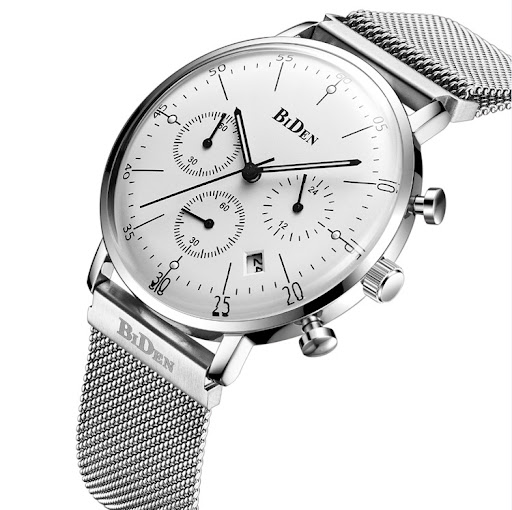 Title 5, Biden mens watch with ultra-thin mesh strap, t...