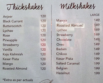 Cafe Chokolade menu 