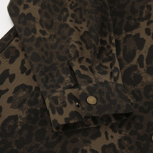 Title 10, Vintage Cotton Leopard Print Baggy Coat Long Sl...