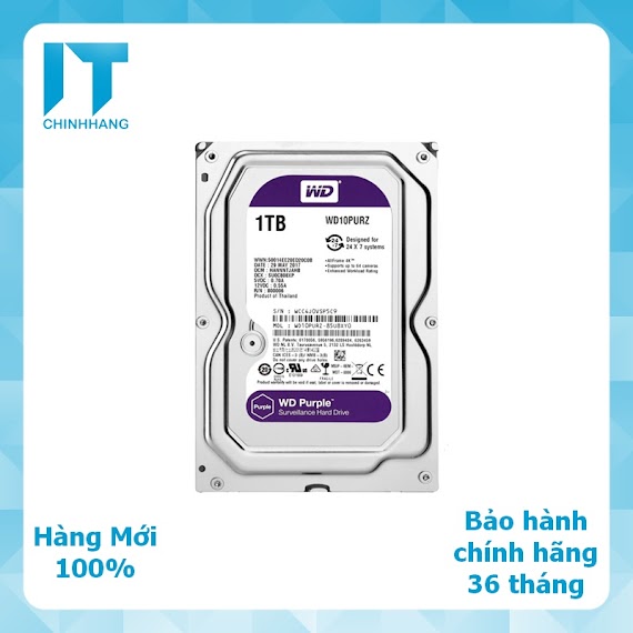 Ổ Cứng Hdd Wd 1Tb 2Tb 3Tb 4Tb Tím - Wd10Purz - Wd20Purz - Wd30Purz - Wd40Purz - Hàng Chính Hãng