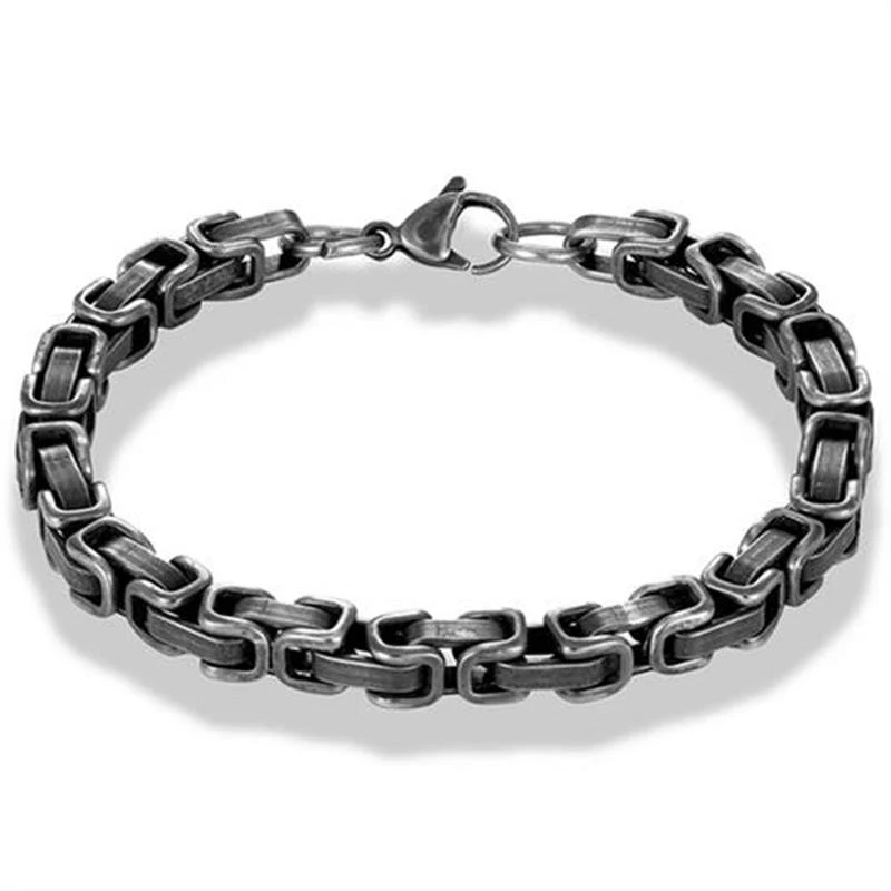 Bracelet Vintage Homme Acier Inoxydable Chaîne Cubaine Noire Élégance et Robustesse Bijou Masculin Tendance Accessoire Sophistiqué Style Intemporel