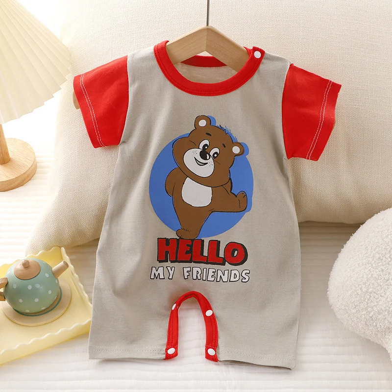 Süße Cartoon-Print-Strampler für Neugeborene, hochwertiger Stoff, kuschelig weich und bequem für das Baby. Perfekt für den Alltag.