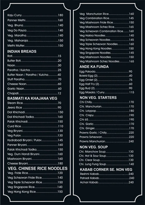 Food Vibes menu 