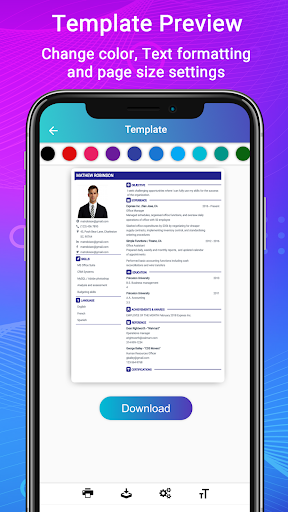 Screenshot Resume Builder App, CV maker