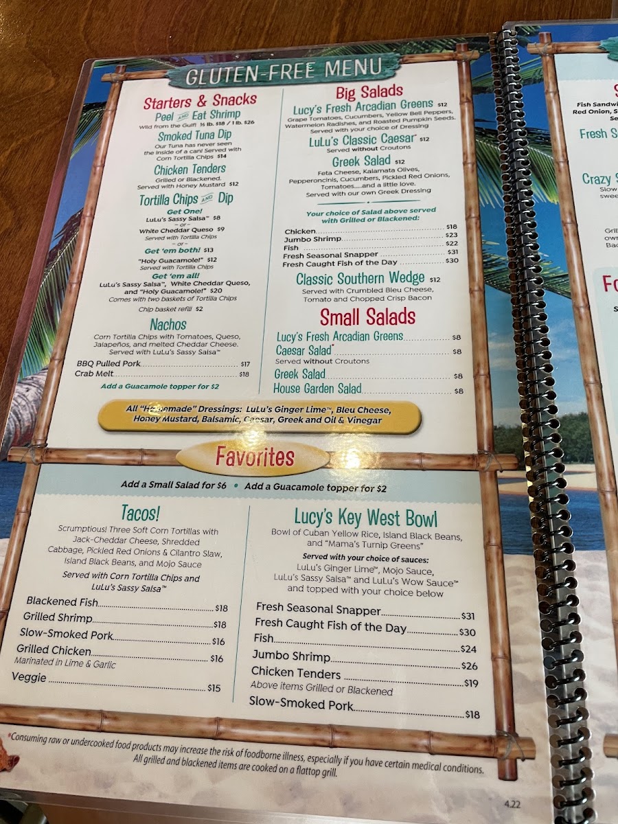 Page 1 of GF menu