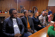 Senohe Matsoara, Teboho Lipholo, Nandipha Magudumana, Buty Masukela, Tieho Frans Makgotsa and Nastassja Jansen in the Bloemfontein magistrate's court. 