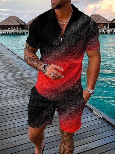 Title 2, Mens Summer Fashion 3D Printed Short Sleeve Ge...