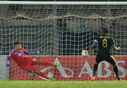 Lebogang Manyama of Cape Town City FC score a penalty during the Absa Premiership match between SuperSport United and Cape Town City FC at Lucas Moripe Stadium on May 09, 2017 in Pretoria, South Africa.