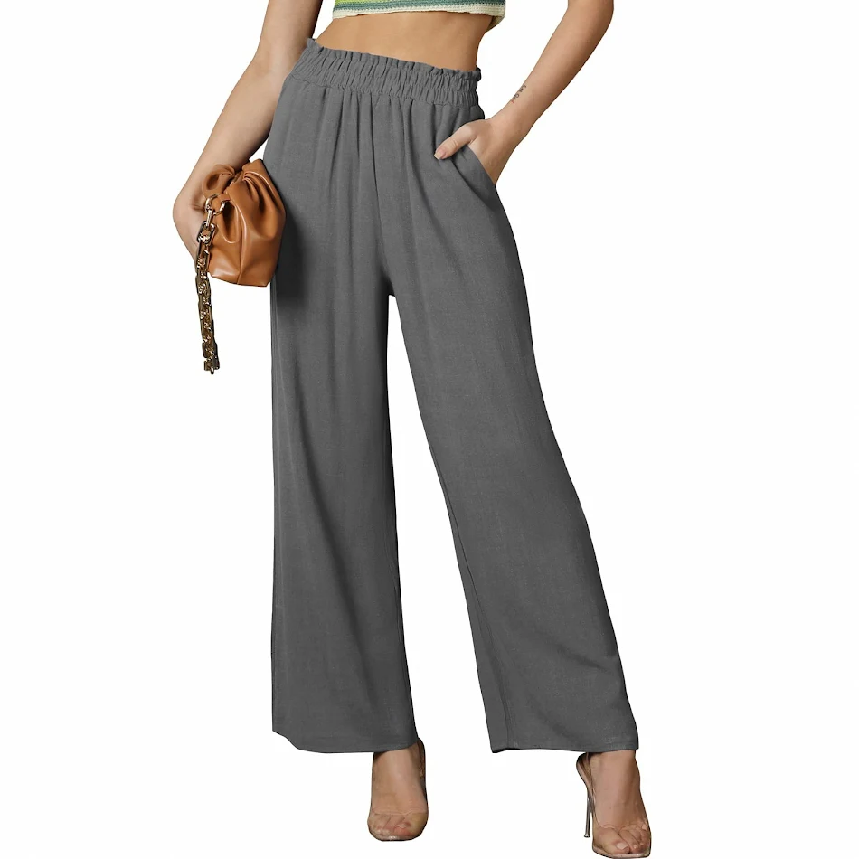 Nouveau Pantalon Décontracté d'Été pour Femme Couleur Unie Ample Confort et Style pour un Look Détendu Idéal pour Toutes les Occasions