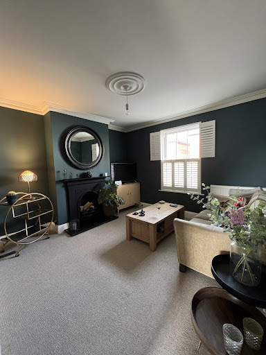 Lounge Decorating Guildford. Paint by Farrow & Ball - Inchyra Blue