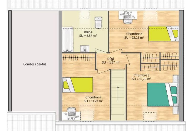  Vente Terrain + Maison - Terrain : 1 000m² - Maison : 89m² à Fresne-le-Plan (76520) 