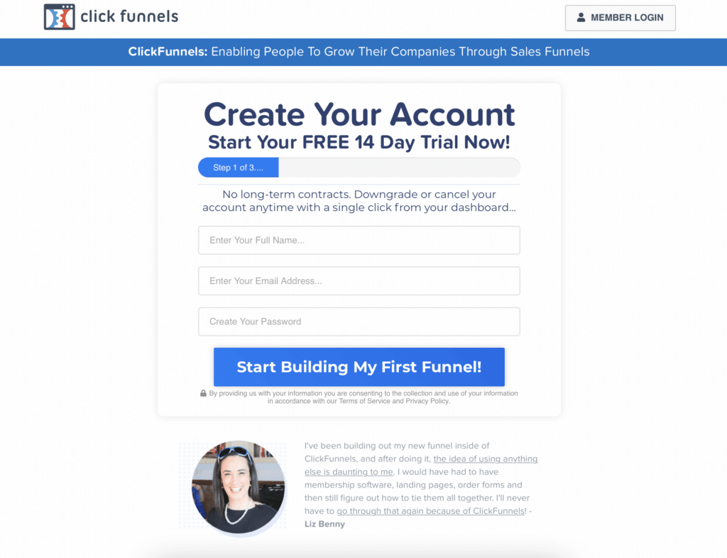 CLICKFUNNELS SIGN UP PROCESS 14-DAY FREE TRIAL