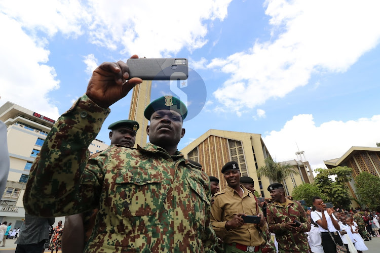 Uniformed Disciplined Services arrive at Holy Family Bassilica Nairobi ahead of a thanks giving service to be presided by DP Gachagua on November 6, 2022