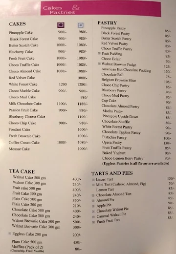 Anjlika Bakers & Confectioners menu 