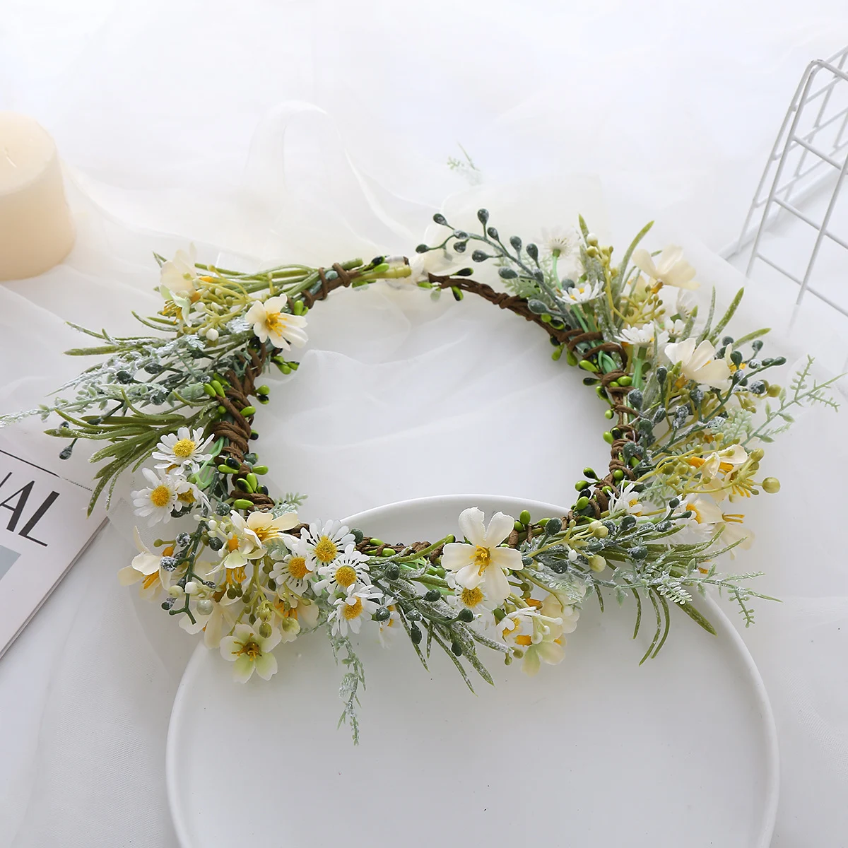 Title 2, Coroa de noiva Ins Forest Leaf, grinalda floral...
